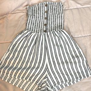 Garage Jumpsuit/Romper Strapless Black and White Stripes Size XS